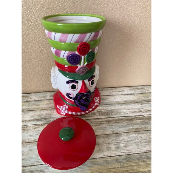 One Hundred 80 Degrees Nutcracker Cookie Jar Christmas Ceramic Candy Soldier - Picture 2 of 12